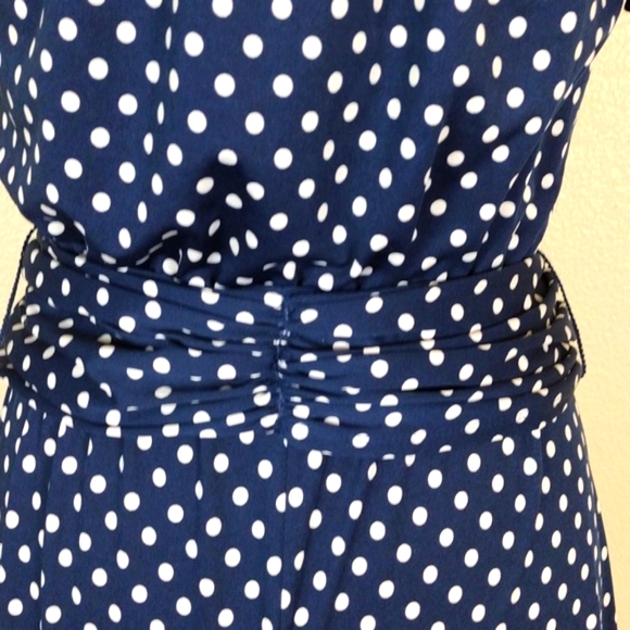 MSK Navy Blue and white polka dot jumpsuit with asymmetrical legs - Picture 10 of 14